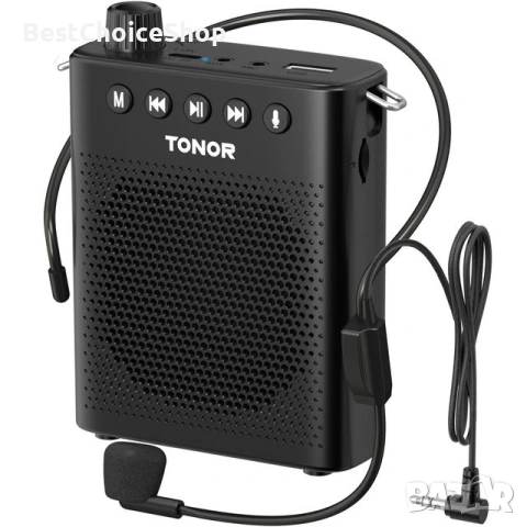 Усилвател на глас с микрофон слушалки, мегафон, презареждаема PA система - TONOR K10, снимка 8 - Слушалки и портативни колонки - 53616286