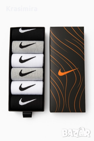 Nike чорапи – комплект 6 чифта (черни, бели, сиви, унисекс)