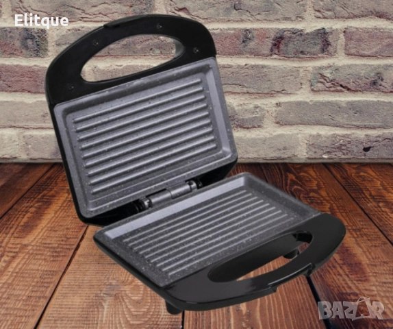 Тостер-сандвич Rosberg 750W, Грил керам.-мрам. плочи, Инокс с черно, снимка 5 - Други - 52889149