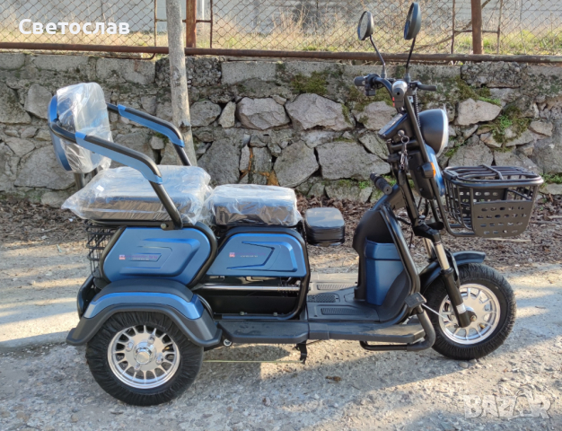 Триколка с две седалки и детска EcoWay модел М19 син цвят, снимка 5 - Мотоциклети и мототехника - 40490352