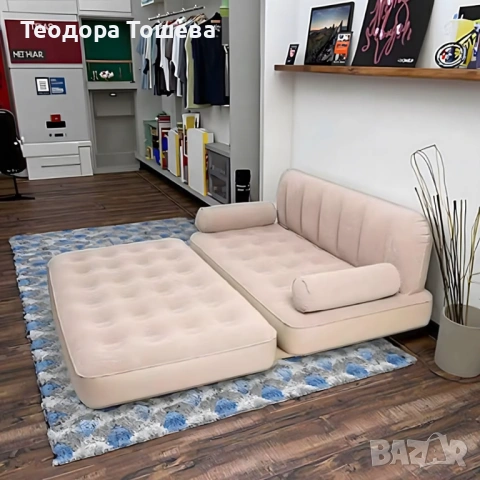 Двоен надуваем матрак с разтегателен диван за спане, снимка 3 - Дивани и мека мебел - 53070452