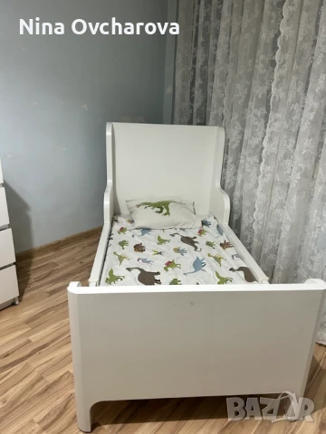 Разтегателно детско легло – почти ново!  BUSUNGE IKEA, снимка 4 - Мебели за детската стая - 50920707