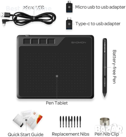 GAOMON S620  Графичен таблет за дигитално рисуване/ 2D 3D анимация/, снимка 8 - Друга електроника - 53911944