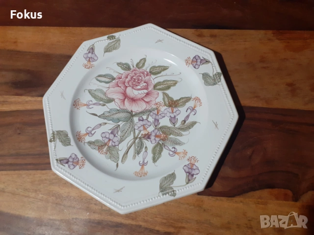 Колекционерска чиния плато порцелан подпис маркировка, снимка 2 - Антикварни и старинни предмети - 53394608