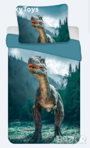 Детски спален комплект Динозавър, 100% Памук, 140х200 см, 70х90 см., снимка 1 - Спално бельо и завивки - 46429421
