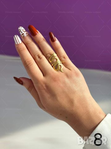 Хубав дамски златист пръстен тип змия от медицинска стомана, снимка 12 - Пръстени - 45852881