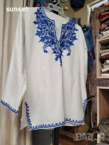Бяла риза с бродерии в етно стил , снимка 7 - Ризи - 45712388