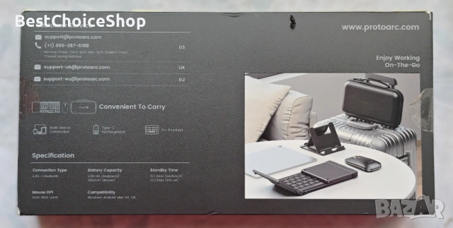Комплект сгъваема безжична клавиатура и мишка ProtoArc XKM01, снимка 7 - Клавиатури и мишки - 53627290