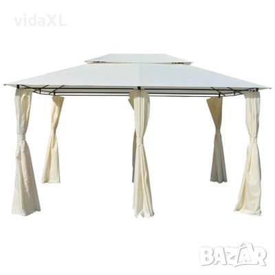 vidaXL Градинска шатра със завеси, 4x3 м, бяла（SKU:43216