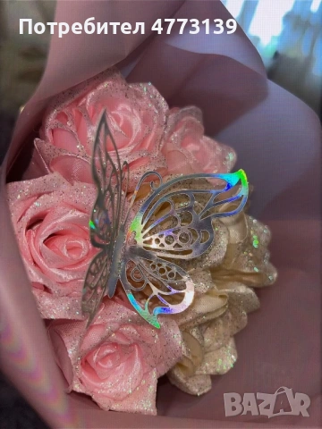 Букет от сатенени рози – вечен подарък, снимка 3 - Изкуствени цветя - 53928318