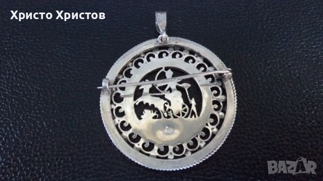 Сребърна старинна египетска брошка-висулка за колие, снимка 5 - Колиета, медальони, синджири - 46010229