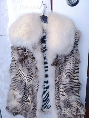 Елек с естествен косъм от рис и полярна лисица, снимка 2 - Елеци - 51654904