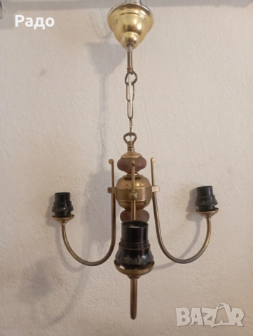 Стариннен месингов полилей, снимка 3 - Полилеи - 52591493