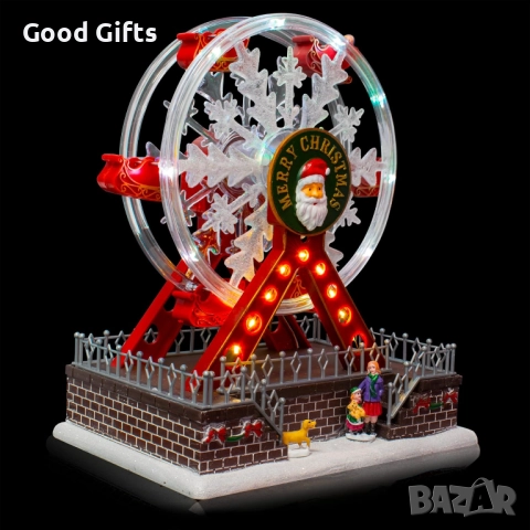 Коледно Виенско колело с музика и LED светлини – движеща се декорация с Дядо Коледа, снимка 3 - Декорация за дома - 52339487