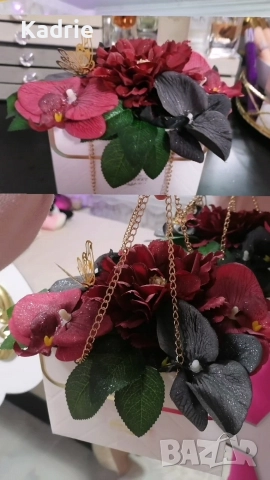 чантичка с цветя вечен букет , снимка 4 - Декорация за дома - 52898455