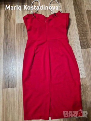 Червена елегантна рокля, снимка 4 - Рокли - 52868742