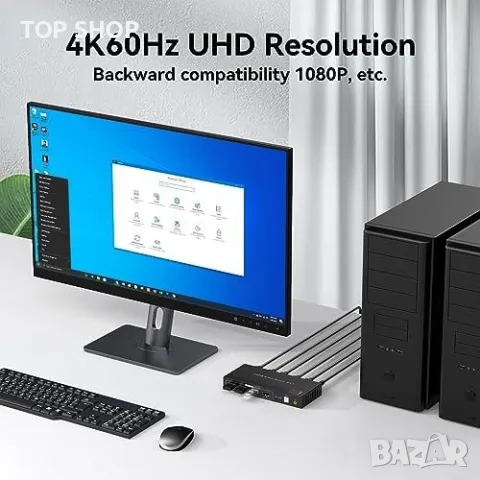 Нов 4K 60hz HDMI USB превключвател KVM превключвател 2PCs, снимка 3 - Друга електроника - 49498071