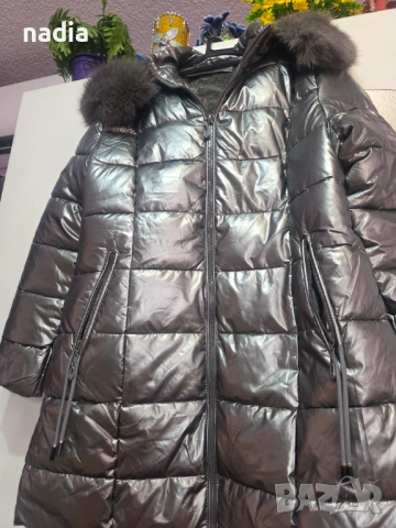 Сребристо зимно яке, 112 гръдна,80дължина , снимка 3 - Якета - 53742348