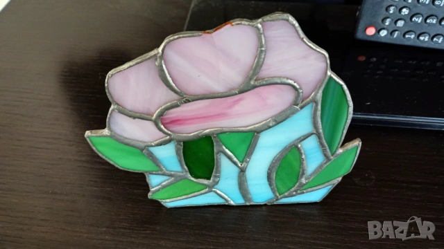 Винтидж салфетник и витражен свещник тип Тифани, снимка 2 - Други ценни предмети - 53385920