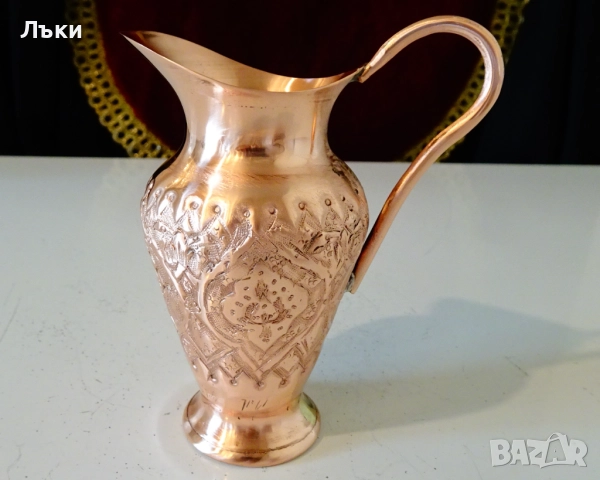 Медна каничка за ракия Isfahan Qalamzani. , снимка 3 - Антикварни и старинни предмети - 51937596