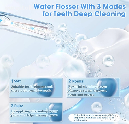 Зъбен душ AOSKYKA, безжичен иригатор за устна гигиена, 220 мл, 3 режима, 4 накрайника, снимка 4 - Други - 51872023