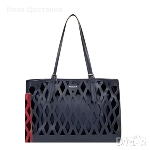 Дамска чанта с вътрешен несесер и решетъчен дизайн, снимка 3 - Чанти - 50751294