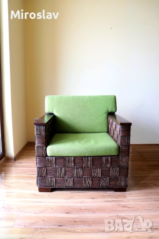 Ратанов фотьойл с масивна конструкция – внос от Индонезия, снимка 2 - Столове - 53724546