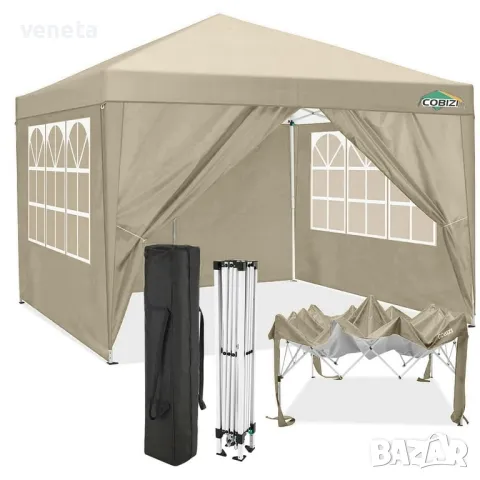 COBIZI Canopy 10x10 Pop Up Canopy Водоустойчива Tent Изскачаща палатка с прави крака
