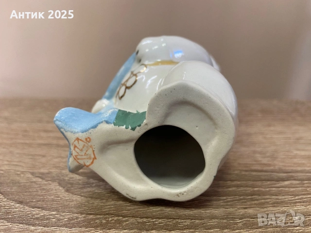 Порцеланова статуетка „Олимпийското мече със самолет“ — Коростен, винтидж, снимка 3 - Антикварни и старинни предмети - 53238525