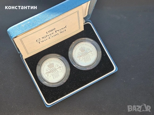 сет сребърни монети 2 паунда 1989г