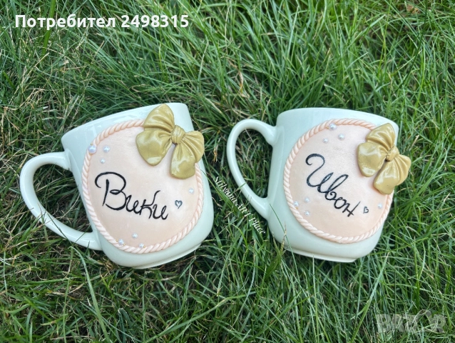 Керамична чаша декорирана с полимерна глина , снимка 1