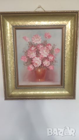 Оригинална маслена картина,цветя натюрмор на Robert Cox, снимка 1 - Антикварни и старинни предмети - 45477275