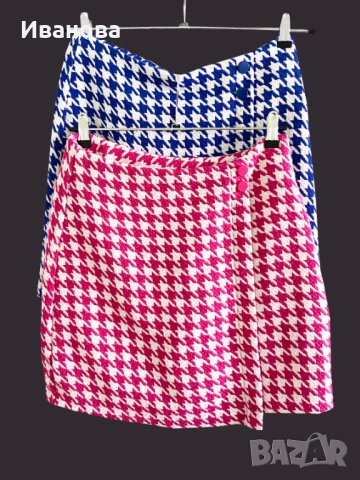 Розово-бяло каре пола. Поличка Rezerved. Фуксия, синьо, снимка 3 - Поли - 50594053