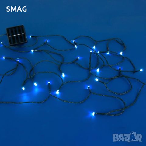 60 соларни LED крушки 10.3m - студено бяло, снимка 1 - Соларни лампи - 45836534