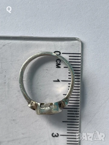 Сребърен пръстен с бял камък, проба 925 (8), снимка 2 - Пръстени - 50965310