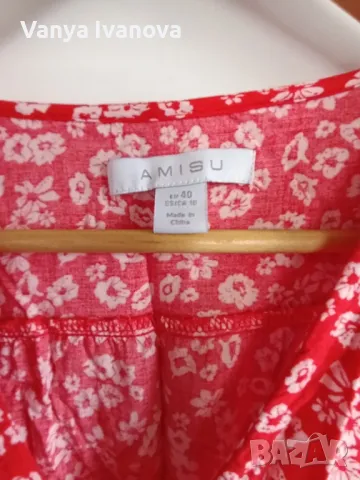 Аmisu червена рокля на бели цветчета , снимка 7 - Рокли - 50044711