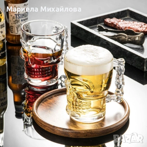 Уникална стъклена халба - 2бр. ПРОМОЦИЯ, снимка 3 - Чаши - 53192261