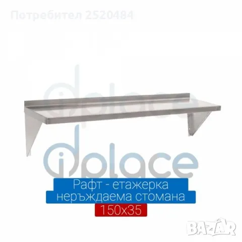 Рафтове-етажерки за стена от неръждаема стомана 100мм, 120мм и 150мм. ТОП Цена 139лв, снимка 6 - Етажерки - 48516955