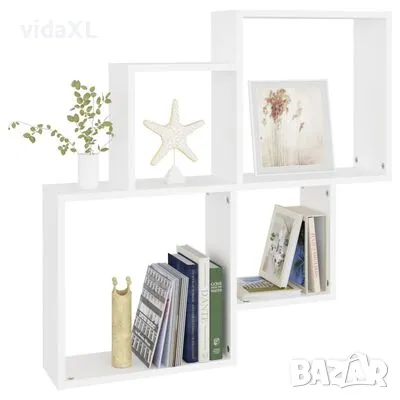 vidaXL Стенен кубичен рафт, бял, 80x15x78,5 см, инженерно дърво(SKU:807259), снимка 4 - Пердета и завеси - 48489253