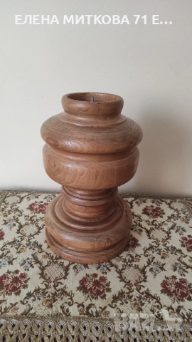 Уникален огромен свещник от масивно дърво много тежък/над 2 кг/+подарък свещ