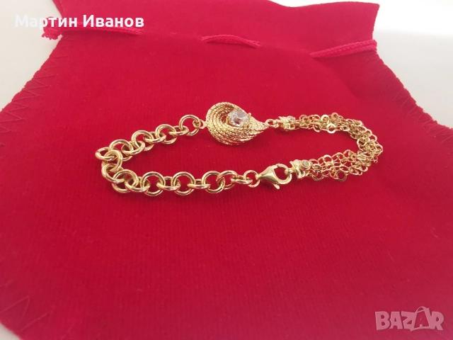 Златна дамска гривна с циркон 1, снимка 3 - Гривни - 52497593