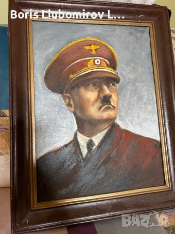 Антикварен Маслен Портрет на Хитлер, снимка 3 - Картини - 51590441