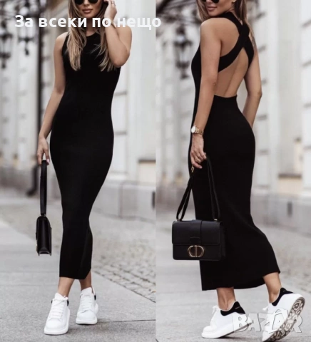 Дамска Дълга Памучна Рипсена Еластична Рокля С Ефектен Гръб - 2 Цвята Код Верона24, снимка 2 - Рокли - 54003266