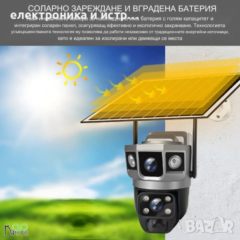 Камера за наблюдение WIFI 2.4GHz Koopsio, соларно захранване , снимка 7 - IP камери - 53229102