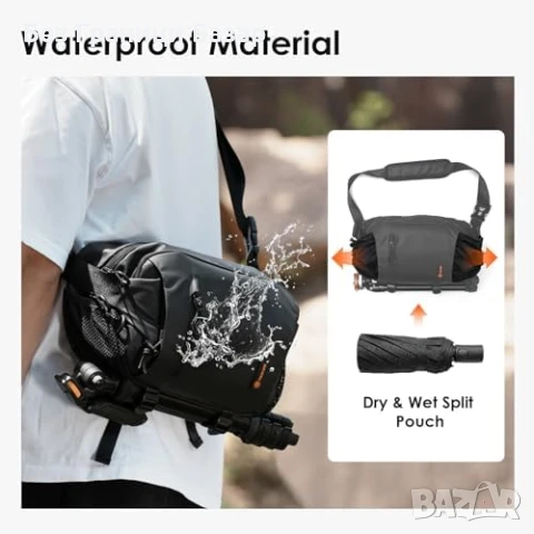 Нова Водоустойчива чанта за камера DSLR 5L с място за статив аксесоари, снимка 4 - Чанти, стативи, аксесоари - 51107753