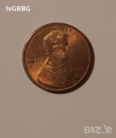 1 цент САЩ 2000 1 цент 2000 Американска монета Линкълн , снимка 1 - Нумизматика и бонистика - 44941954