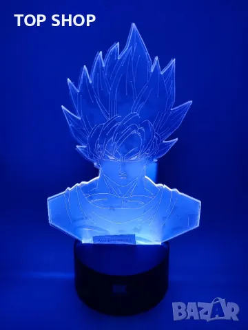 Dragon Ball Super Saiyan God Goku Екшън фигурки 3D настолна лампа 7 променящи цвета нощна лампа, снимка 4 - Настолни лампи - 48836464