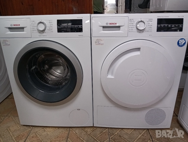 Комплект пералня и сушилня с термопомпа Бош Bosch Serie 6 A+++ 8кг 2 години гаранция!