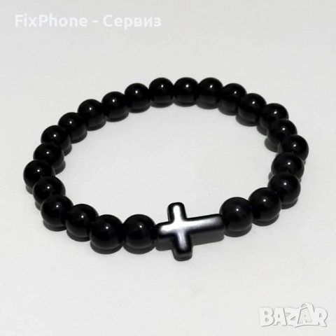 Унисекс гривна с мъниста и кръст, снимка 2 - Гривни - 52596546