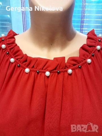 Нова блуза червена, снимка 2 - Блузи с дълъг ръкав и пуловери - 53119214